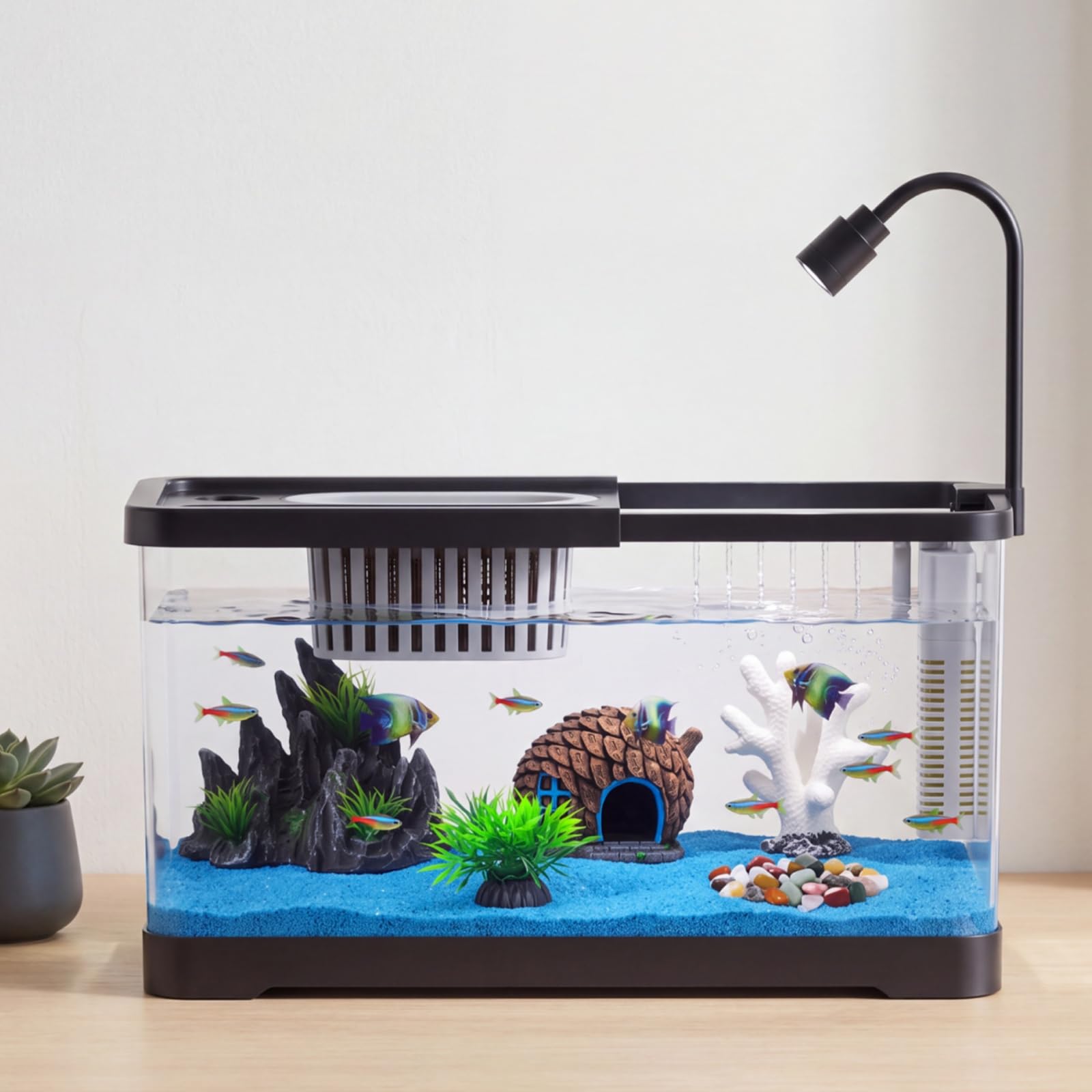 Betta Fish Tank - Kit de démarrage pour aquarium avec