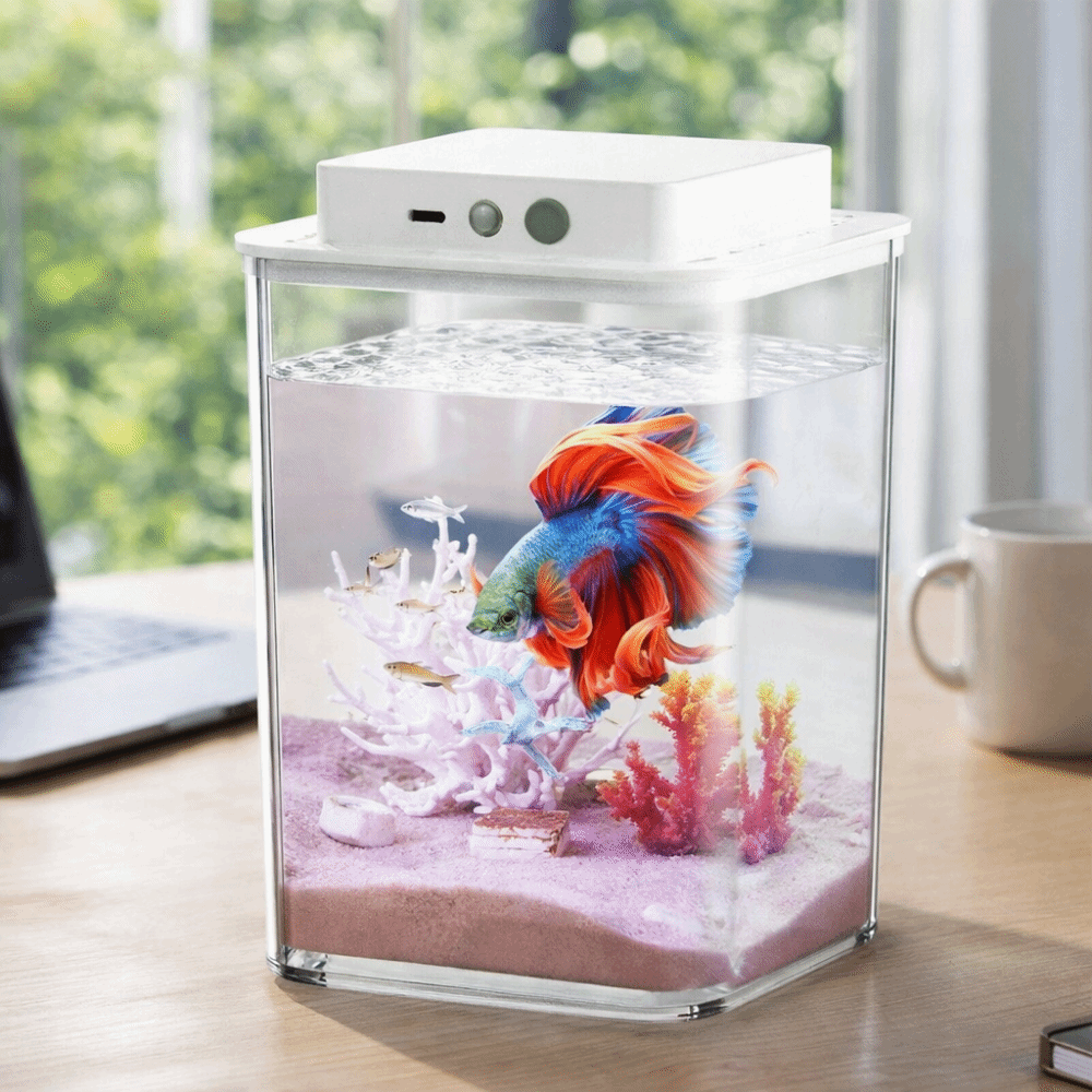 Betta Fish Tank - Aquarium transparent pour poissons Betta avec