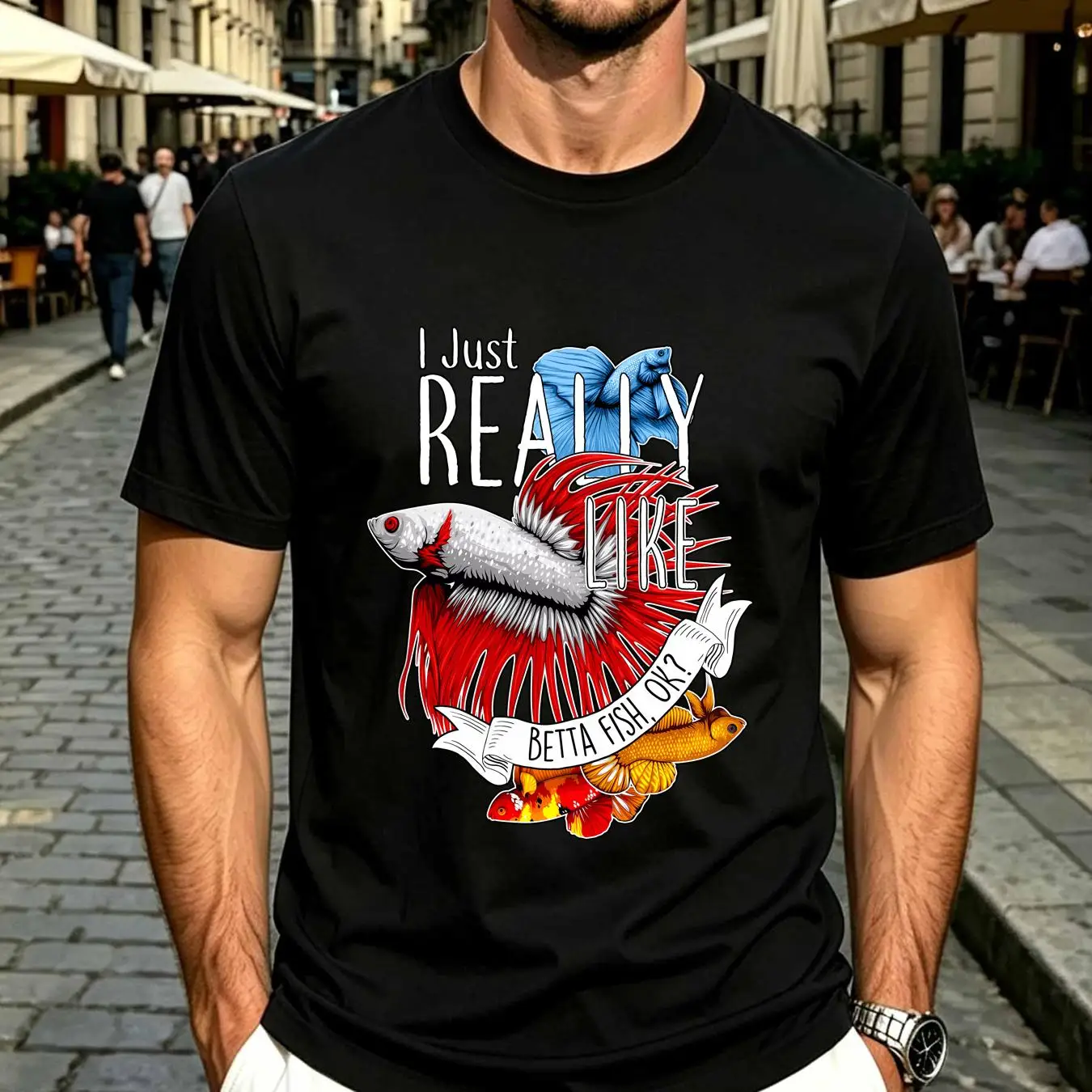 T-shirt lavé, motif poisson Be - Aquarium Fish Keeping avis et prix