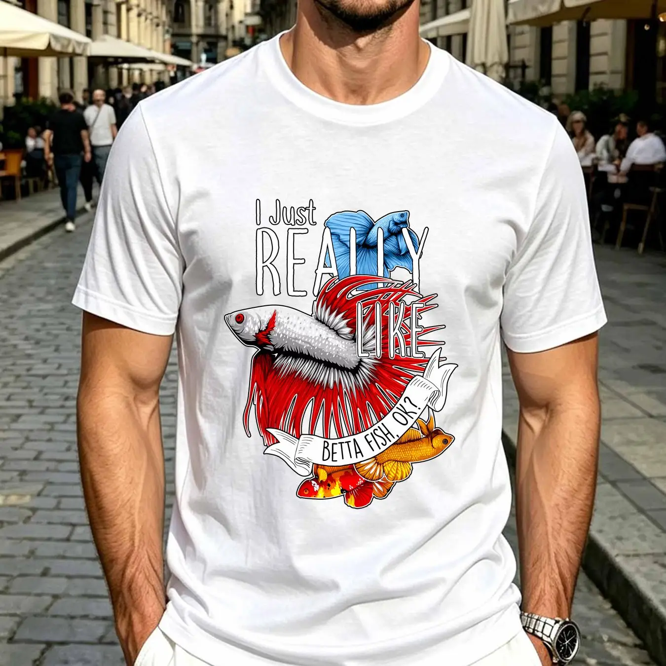 T-shirt lavé, motif poisson Be - Aquarium Fish Keeping avis et prix